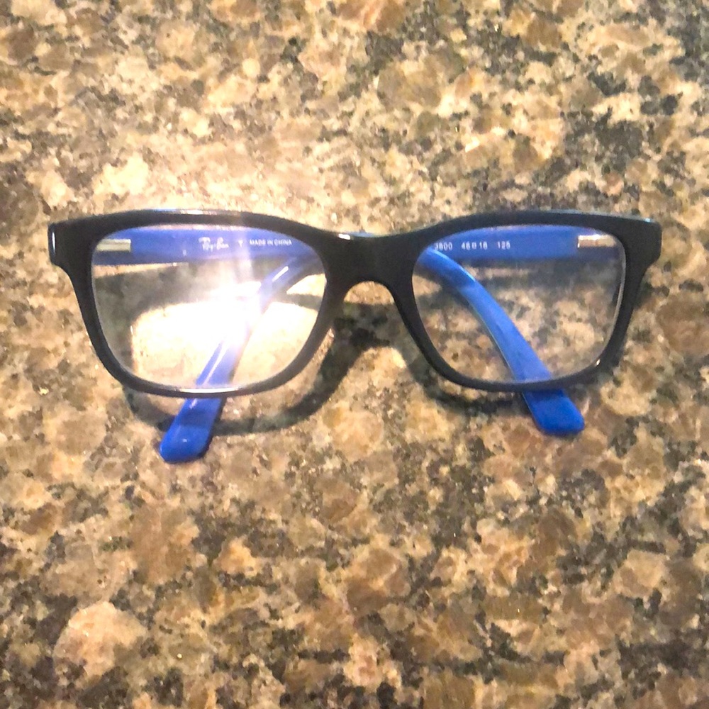 Child black and blue RayBan prescription glasses